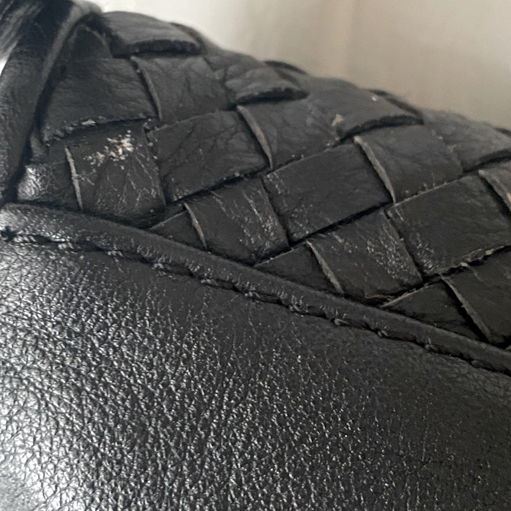 ELLIOTT LUCCA Black Pebbled Woven Leather Shoulder‎ Bag - Picture 7 of 12